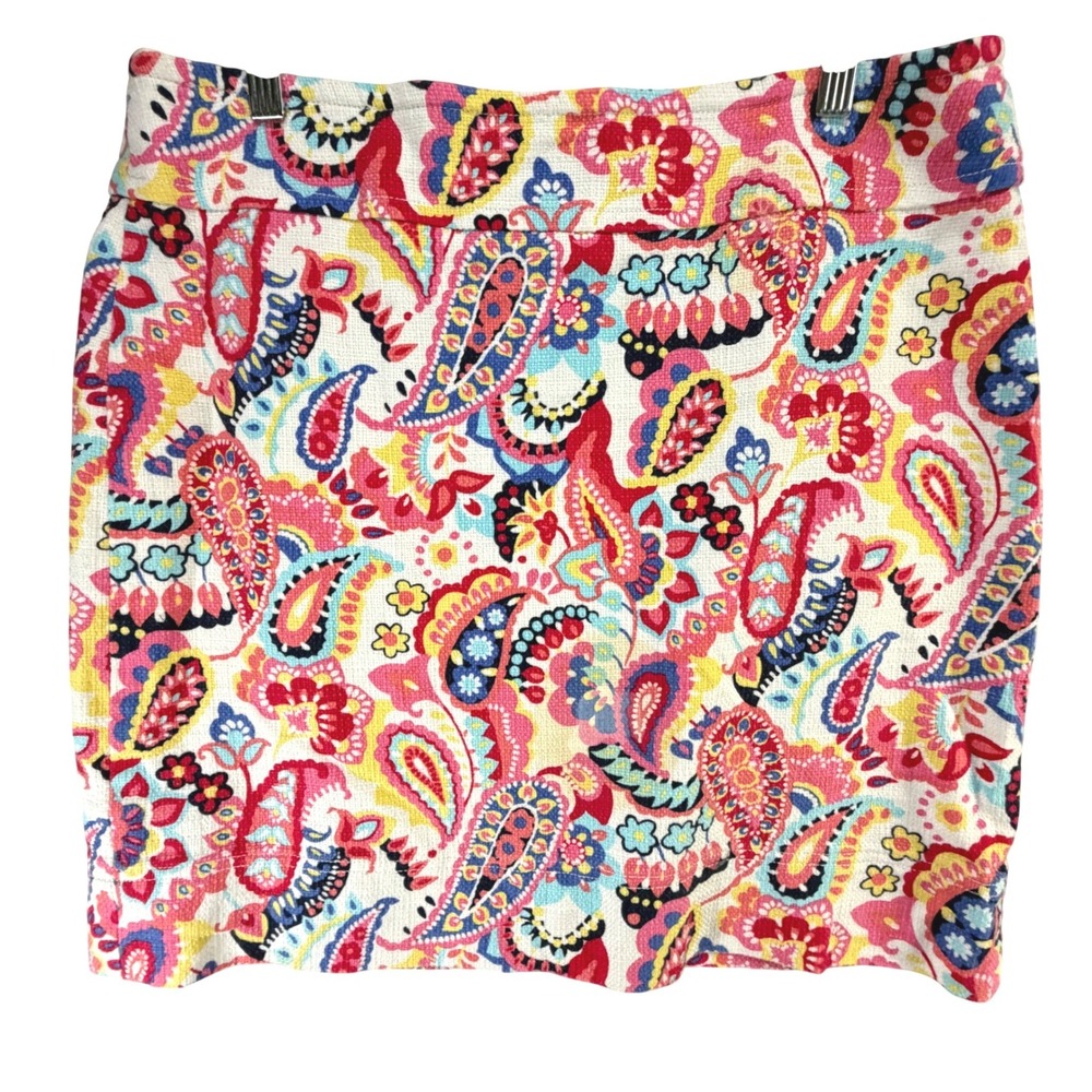 Talbots Pencil Skirt Women 12 Persian Pink Multicolor Floral Paisley Preppy Boho - Picture 2 of 13